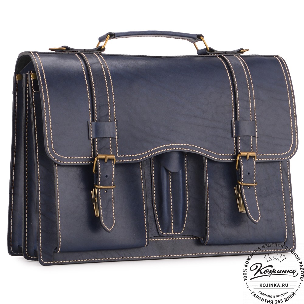 Кожаный портфель "Юрист" (синий)